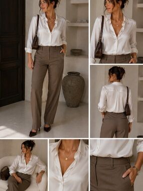 PO-GD Talbots Stretch Trouser Dress Pants Size 4 Mocha Brown Straight Leg